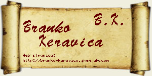Branko Keravica vizit kartica